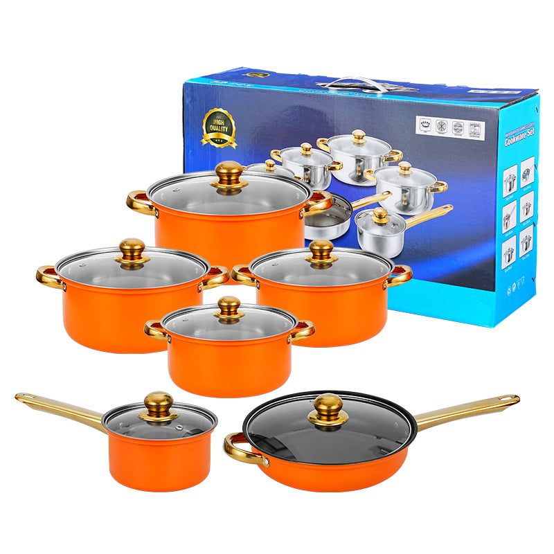 12 - piece wine - red non - stick stainless - steel soup pot set, induction - friendly for kitchen use. - V.I.P Digital Presence