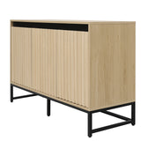 Engraved 3-door side panel with LED, self-service cabinet storage cabinet, modern coffee bar cabinet with adjustable shelf - V.I.P Digital Presence