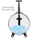 Rolling Pet Travel Trolley with Wheel, Transparent Capsule, Pink, Green, Puppies, Dogs, Cat Carriers Bag, 5-20Kg - V.I.P Digital Presence