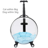 Rolling Pet Travel Trolley with Wheel, Transparent Capsule, Pink, Green, Puppies, Dogs, Cat Carriers Bag, 5-20Kg - V.I.P Digital Presence