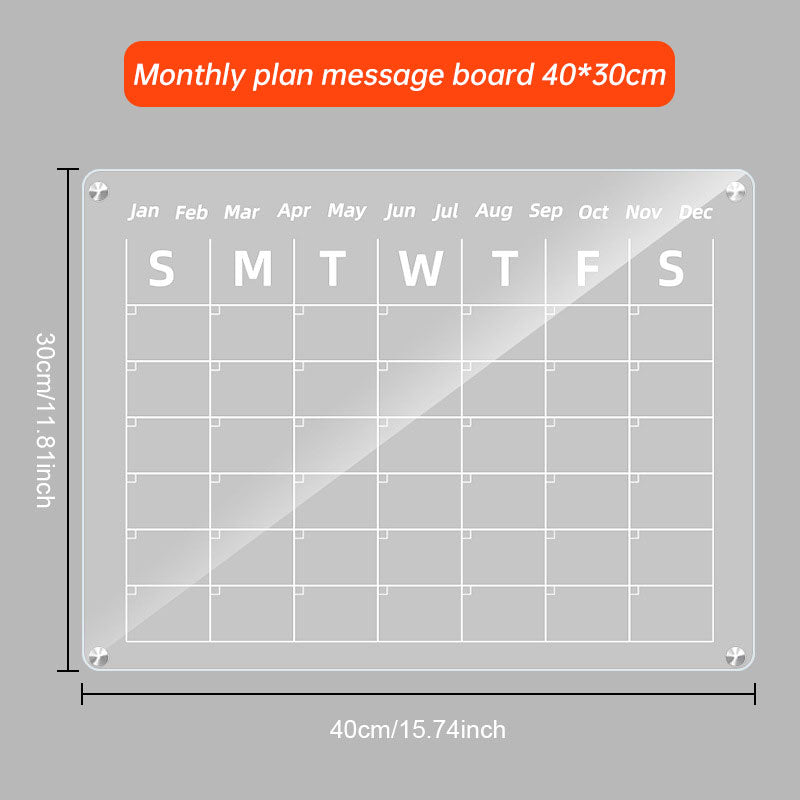 Acrylic message board magnetic refrigerator sticker household erasable calendar transparent note display board - V.I.P Digital Presence