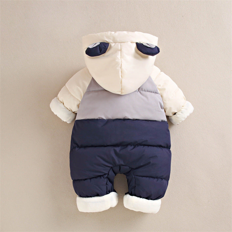 Baby down cotton jacket jumpsuit, autumn and winter clothes, khai clothes for men and women, baby clothes for going out, thick hugging clothes, winter climbing clothes - V.I.P Digital Presence