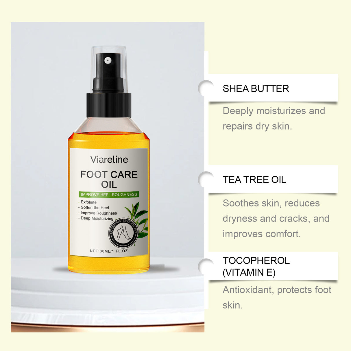 Aceite para el cuidado de los pies, exfoliante suave, hidratante y delicado, aceite para el cuidado de los talones.