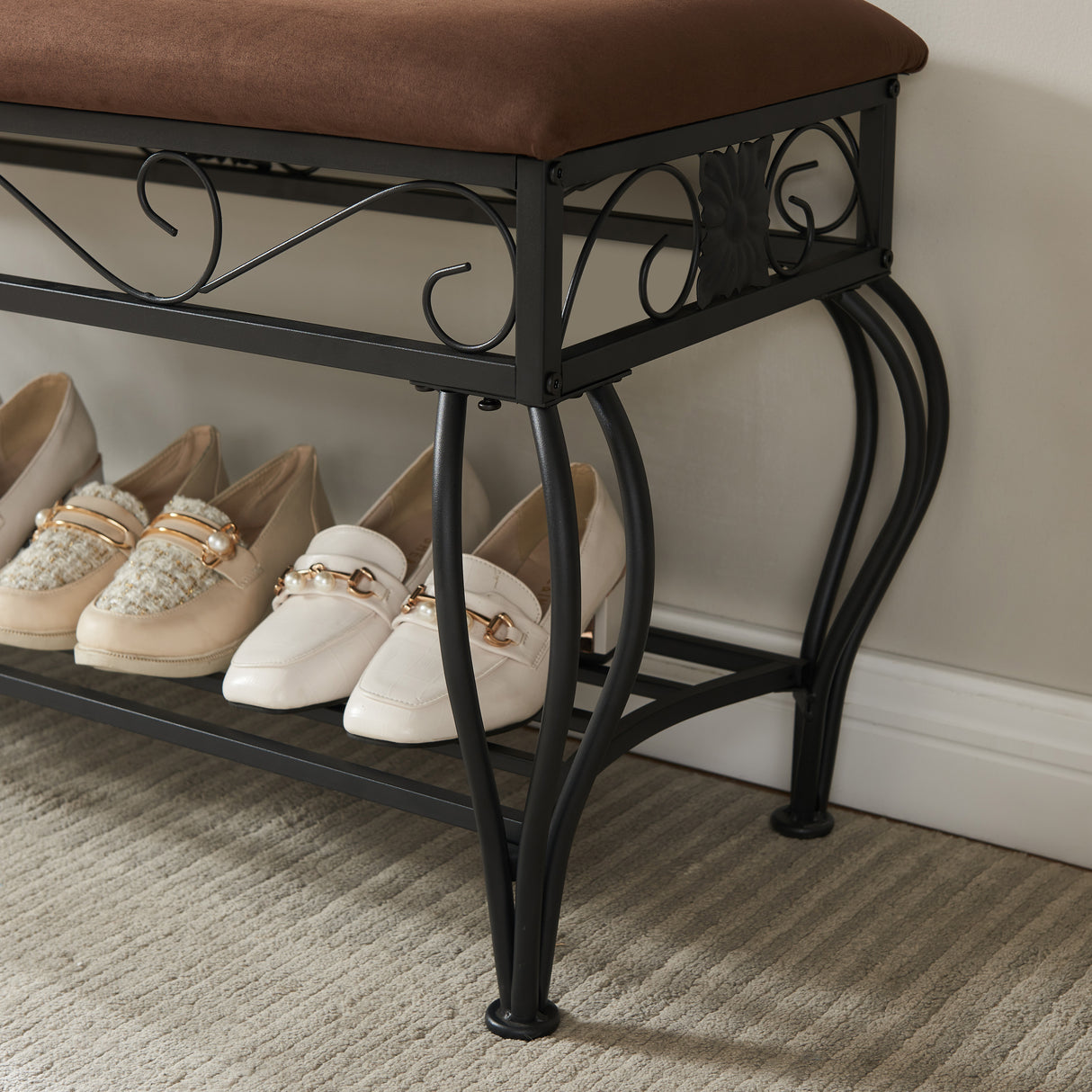 Shoe rack workbench for entrance, industrial workbench, rustic shoe rack for small spaces, padded entrance workbench - V.I.P Digital Presence