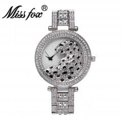 MISSFOX V227  Women Quartz Watch Fashion Bling Casual Ladies Watch Female Quartz Gold Watch Crystal Diamond Leopard For Women Clock - V.I.P Digital Presence