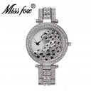 MISSFOX V227  Women Quartz Watch Fashion Bling Casual Ladies Watch Female Quartz Gold Watch Crystal Diamond Leopard For Women Clock - V.I.P Digital Presence