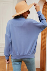 Autumn and winter new solid color zipper long sleeved loose pullover sweatshirt jacket for women - V.I.P Digital Presence