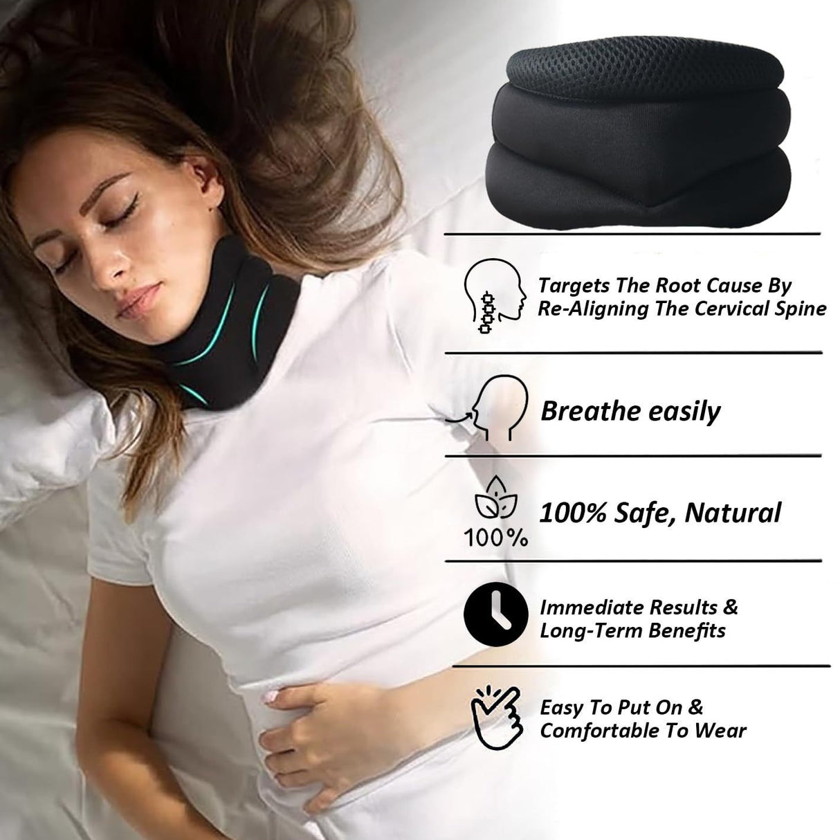 Three layer sponge neck support, breathable, high elasticity, anti bowing, forward leaning, cervical neck decompression, office neck cover - V.I.P Digital Presence
