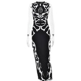 Summer Printed Leopard Pattern Hollow-out Sleeveless Waist-cinched Sexy Dress - V.I.P Digital Presence