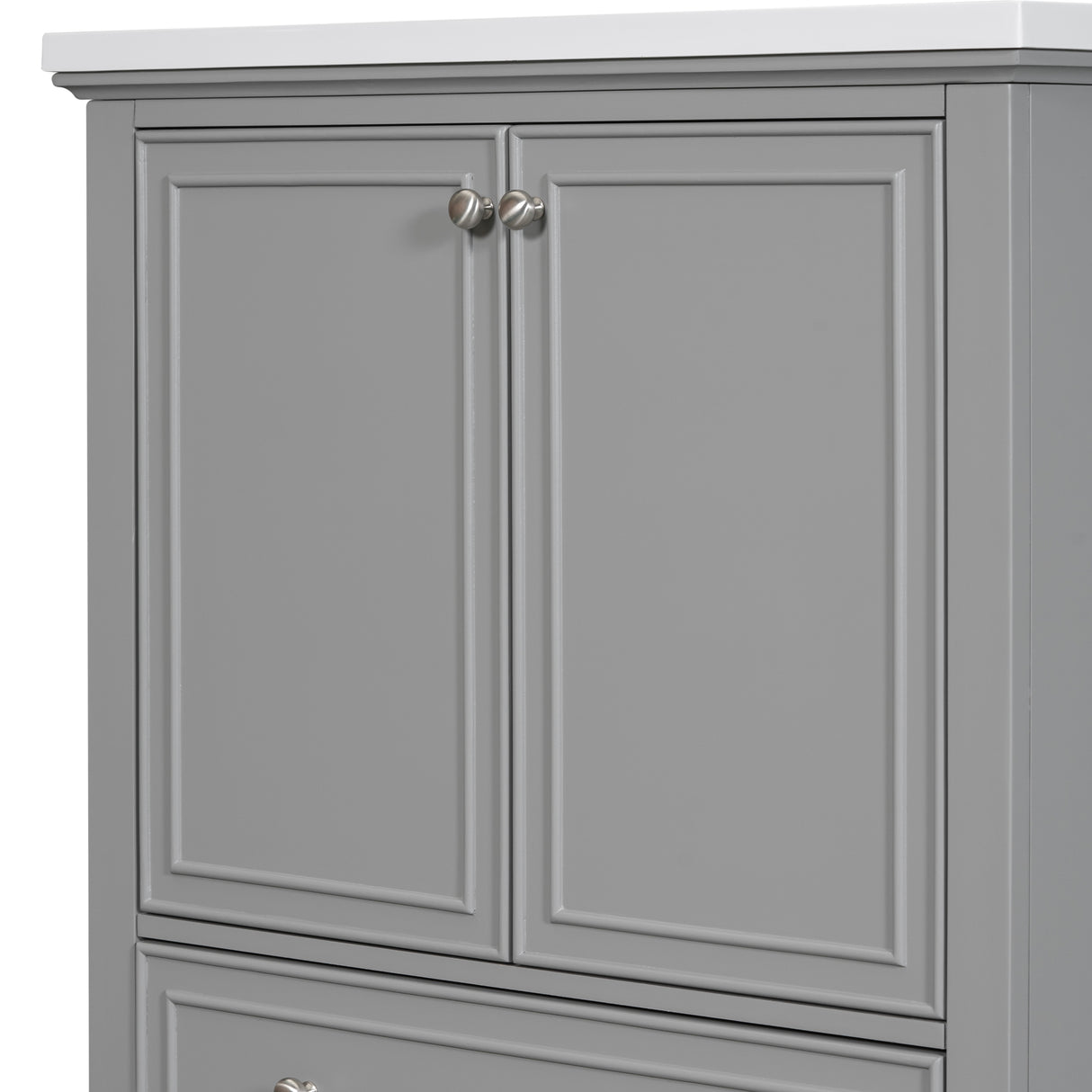 30inchgrey Bathroom Vanity with Sink ComboMulti-functional Bathroom Cabinet with Doors and Drawer Solid Frame and MDF Board - V.I.P Digital Presence