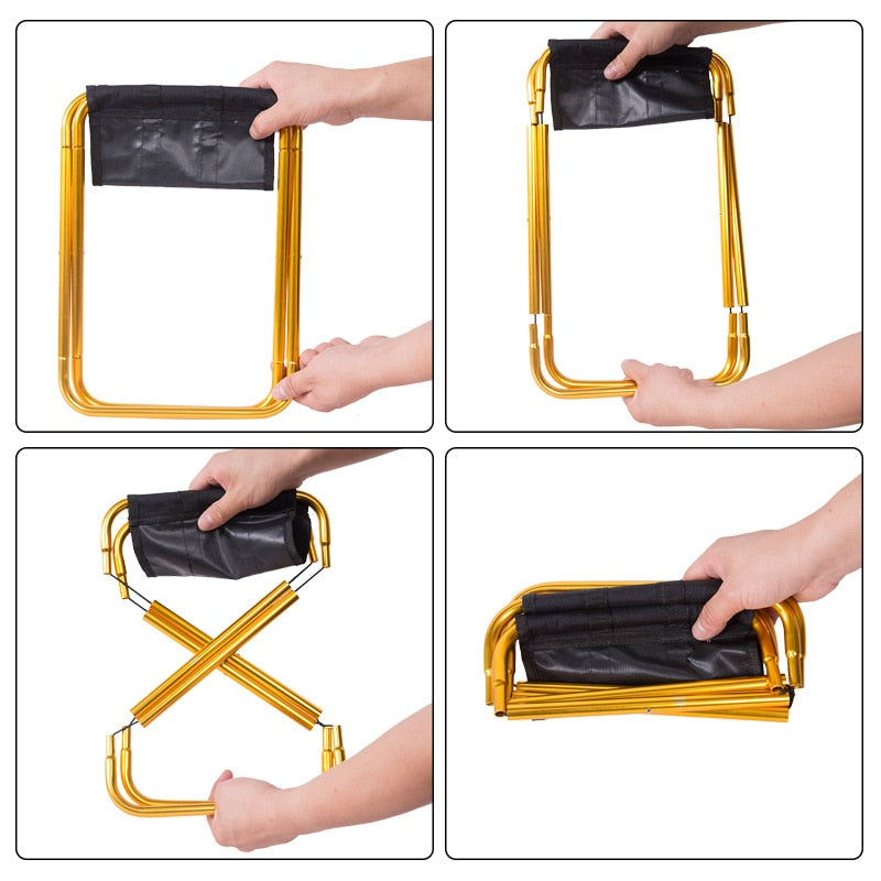 25*22.5*27cm Outdoor Aluminum Folding Stool Chair Small Fishing Stool Chair Portable Camping Outdoor Fishing Chair Fishing Tool - V.I.P Digital Presence