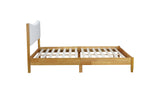 Queen Size Rubber Wooden , Solid Wooden Bed with Teddy Velvet Cushion Upholstered Headboard, Enhanced by Support Feet - V.I.P Digital Presence