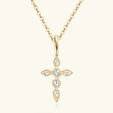 925 Sterling Silver Moissanite Cross Pendant Necklace - V.I.P Digital Presence