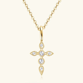 925 Sterling Silver Moissanite Cross Pendant Necklace - V.I.P Digital Presence