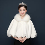 Bride's wedding dress fur shawl women's warm white cloak cheongsam jacket red cloak - V.I.P Digital Presence