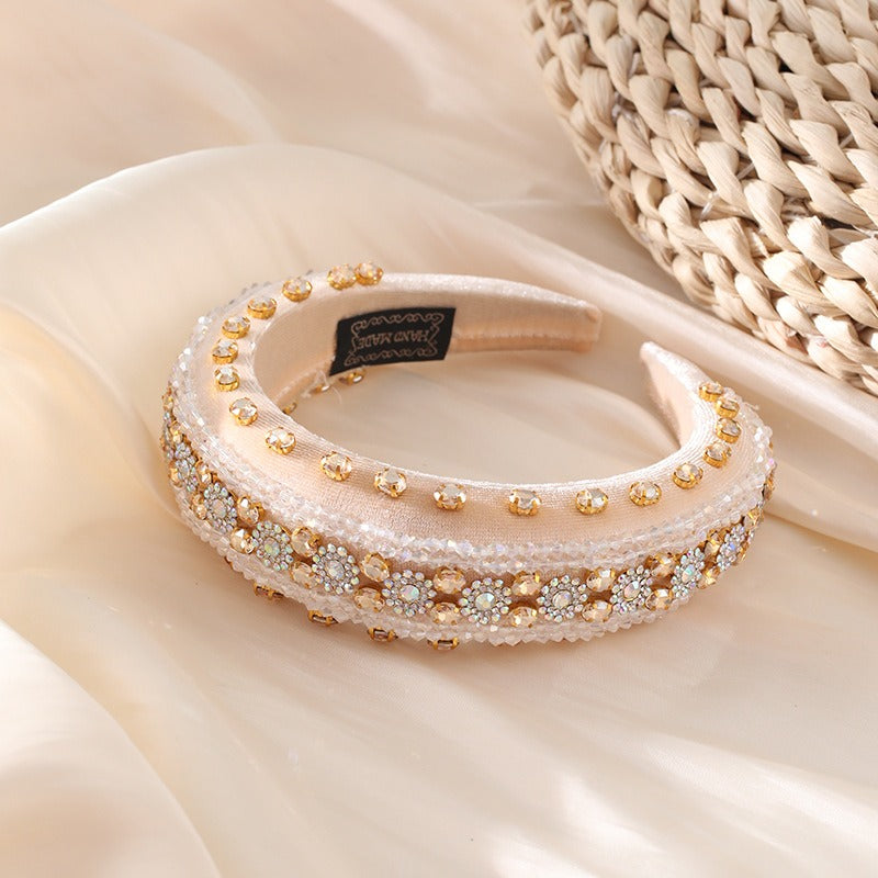 Retro Baroque colored glass drill sponge hair hoop - V.I.P Digital Presence