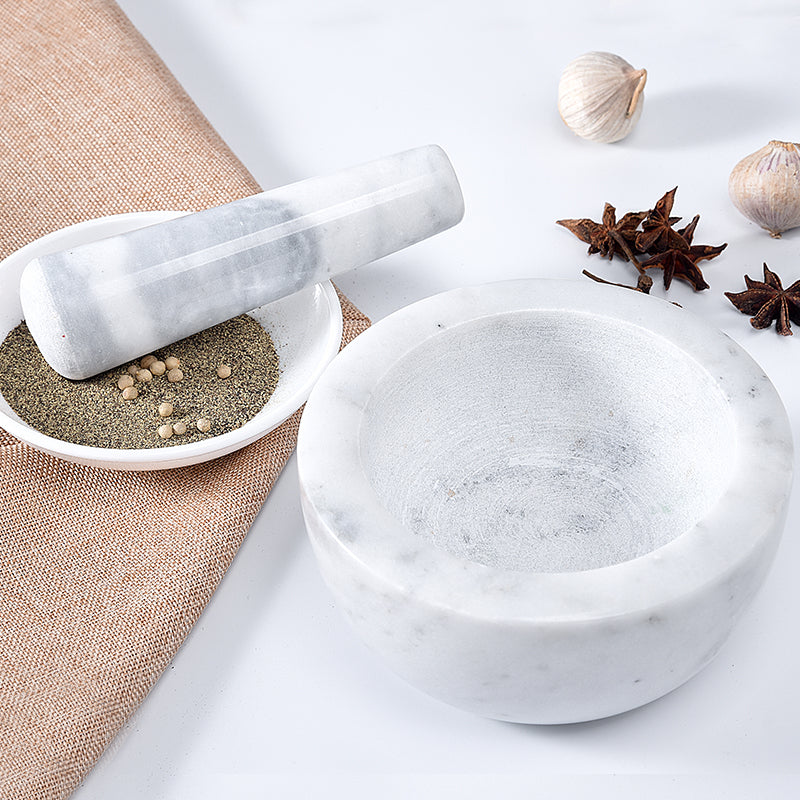 Marble exquisite thickened manual household kitchen spice grinding and crushing stone mortar garlic puree pestle - V.I.P Digital Presence