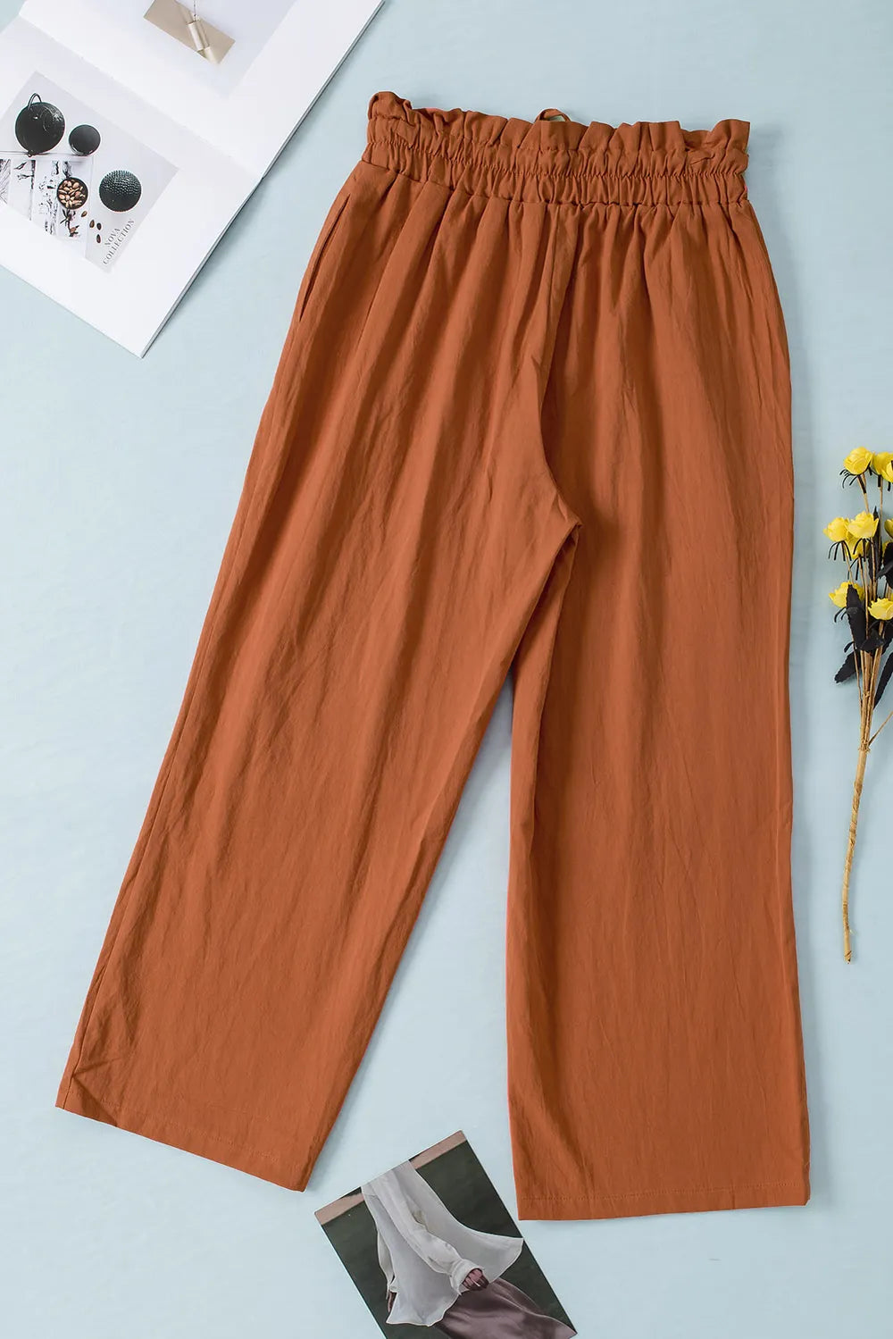 Drawstring Paperbag Waist Wide Leg Pants - V.I.P Digital Presence