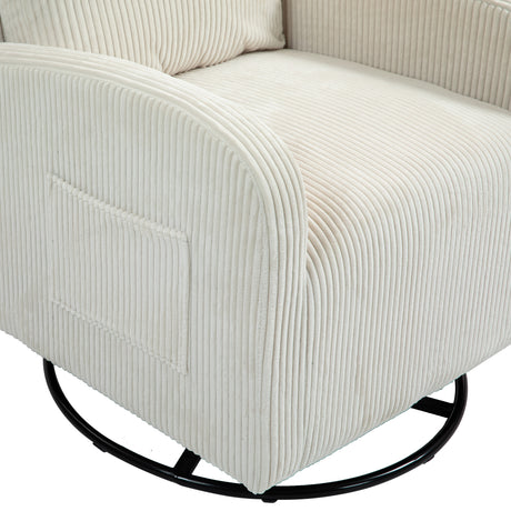 JiaDa Upholstered Swivel Glider.Flannel fabric.Rocking Chair for Nursery in Beige.Modern Style One Left Bag - V.I.P Digital Presence