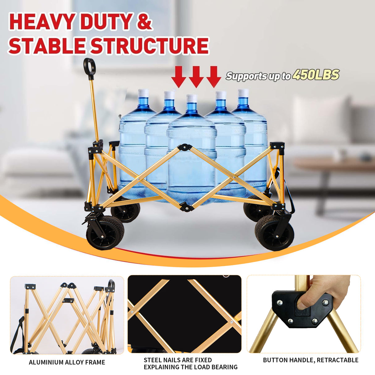 Folding Wagon Heavy Duty Utility Beach Wagon Cart for Sand with Big Wheels - V.I.P Digital Presence