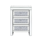 U-Can 15.7 "W silver rectangular mirror coffee table with wireless and USB charging function, LED lights, crystal style handle - V.I.P Digital Presence