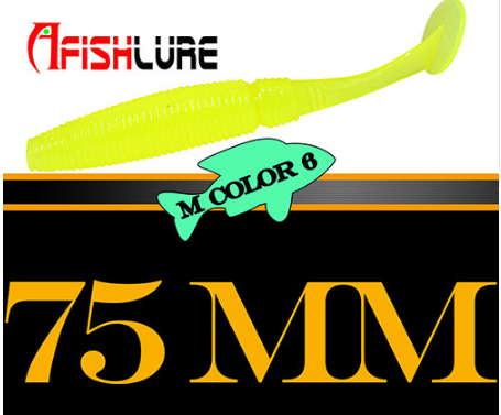 AFISHLURE 6 piezas/lote T Tail Soft Worm 3,2 g 75 mm Paddle wobbler señuelo de pesca para lubina cebo de pesca Grub Swimbait 