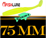AFISHLURE 6 piezas/lote T Tail Soft Worm 3,2 g 75 mm Paddle wobbler señuelo de pesca para lubina cebo de pesca Grub Swimbait 