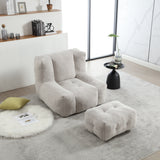 Fluffy bean bag chair Super soft couch chair with memory foam and footstool Indoor modern focus bean bag chair - V.I.P Digital Presence