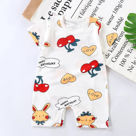 Cotton Newborn Baby Cartoon Short Sleeve Knitted Romper Boy Girl Summer Clothes Bebe Thin Pajamas One Pieces Bodysuit 0-24M - V.I.P Digital Presence
