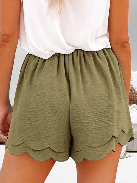 Tied Layered Scalloped Hem Shorts - V.I.P Digital Presence