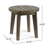 Outdoor 16" Acacia Wood Side Table, Gray Finish - V.I.P Digital Presence