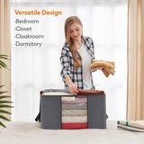Large capacity clothing storage bag with reinforced handle, thick fabric, foldable, sturdy zipper, 1 set of 3 bags, 90L, gray - V.I.P Digital Presence