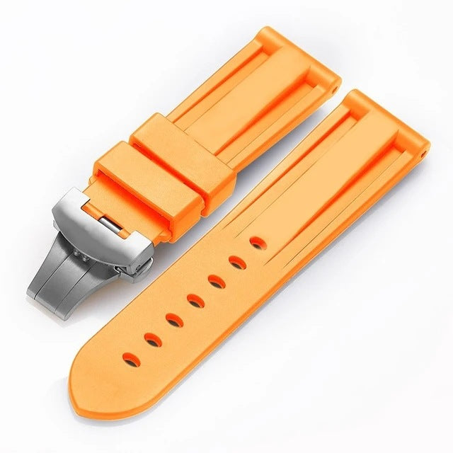 Panerai sea rubber watch strap original butterfly buckle folding buckle waterproof rubber silicone strap men's 22 24mm - V.I.P Digital Presence