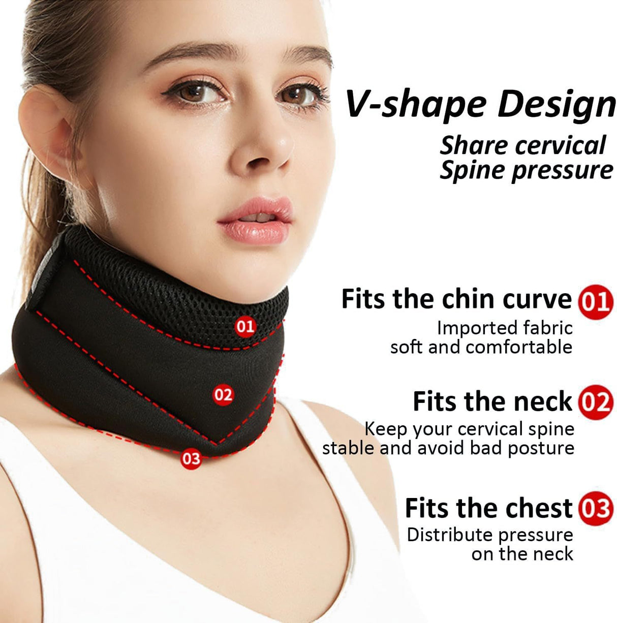 Three layer sponge neck support, breathable, high elasticity, anti bowing, forward leaning, cervical neck decompression, office neck cover - V.I.P Digital Presence