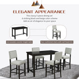 TREXM 5-Piece Counter Height Dining Set, Classic Elegant Table and 4 Chairs in Espresso and Beige - V.I.P Digital Presence