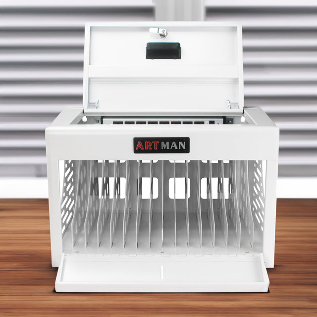 16 Bay Charging Cabinet for Laptop Chromebook Locking Charging Station-WHITE - V.I.P Digital Presence
