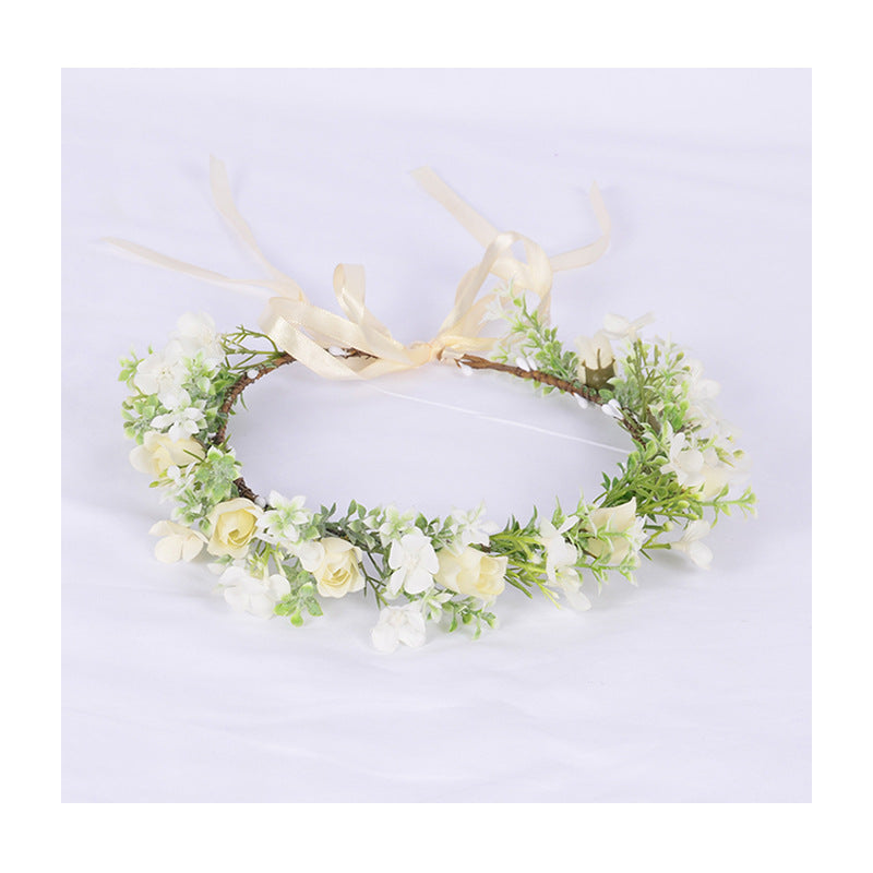 Spring flower wreath fresh simulation flower headdress green plants flowers wedding flower wreath - V.I.P Digital Presence