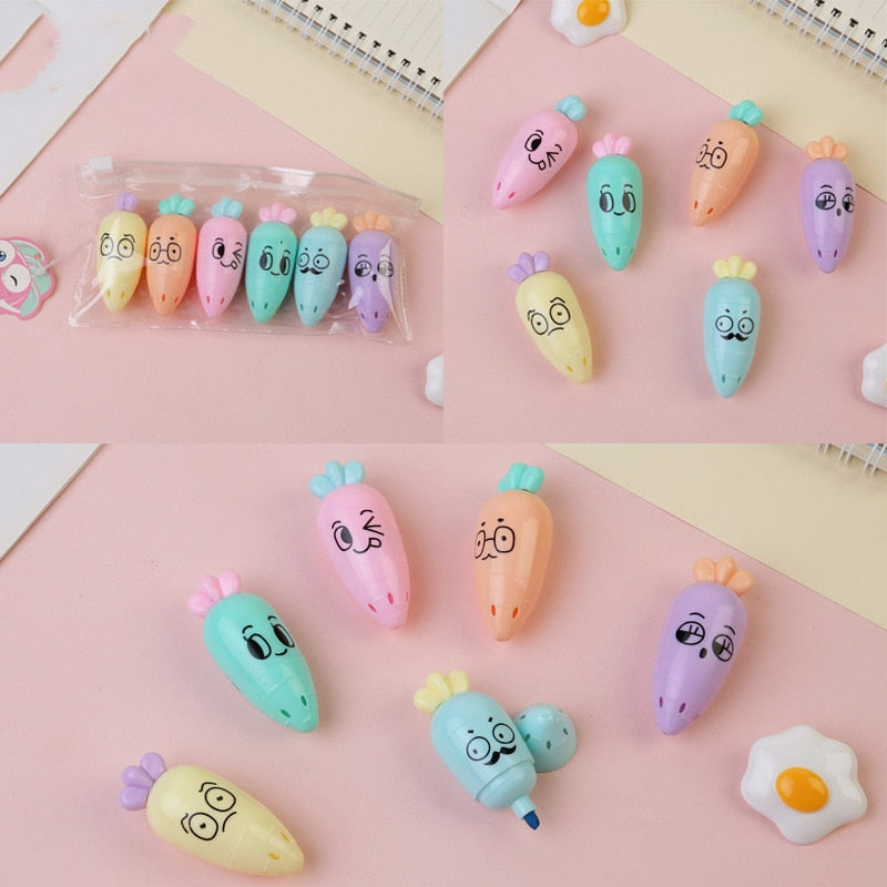1 mini resaltador bonito con dibujos animados, marcador de pintura, material de papelería para la escuela y la oficina, cápsula de vitaminas Kawaii divertida.