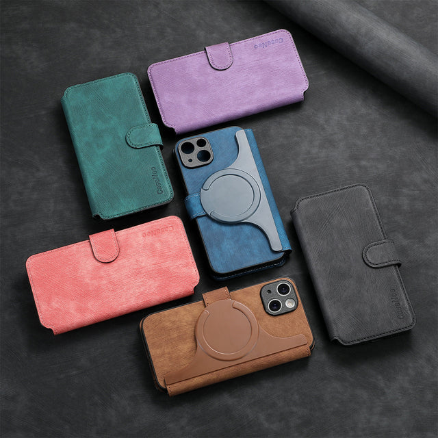 New magnetic separation suitable for Apple 16 mobile phone case Magsafe strong magnetic iPhone15 flip cover leather case 14 case - V.I.P Digital Presence