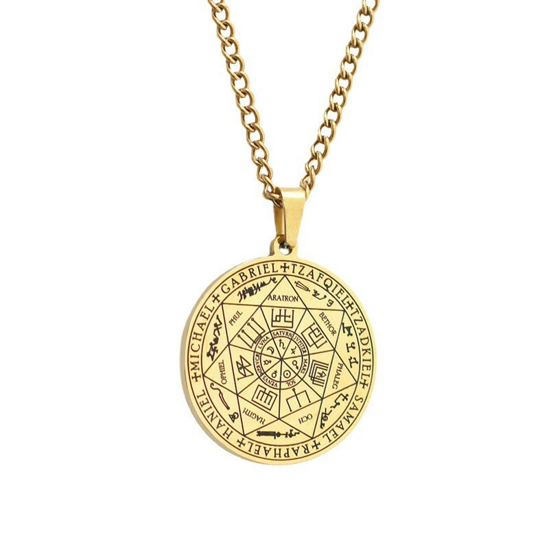 Stainless Steel Necklace Jewelry Seven Angels Magic Circle Pendant DIY Accessories Men's Necklace - V.I.P Digital Presence