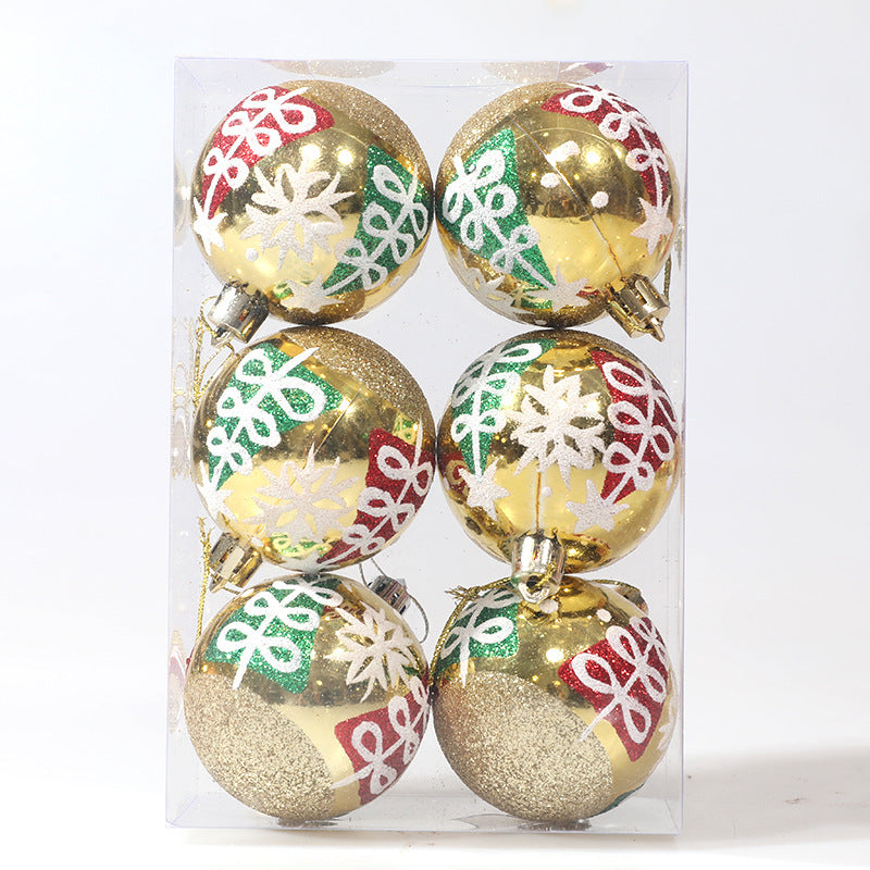 Christmas ball hand drawn pattern Christmas tree pattern decoration plastic electroplated ball decoration - V.I.P Digital Presence