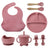 8PCS Mother and baby silicone bibs, silicone dinner plates, eight-piece set, baby food training suction cup bowl, baby divided tableware set - V.I.P Digital Presence