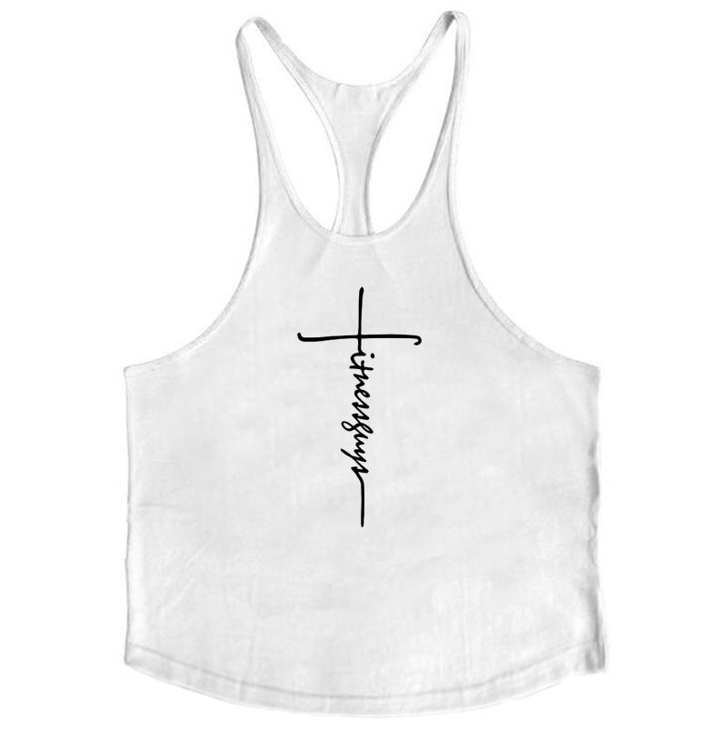 Pure cotton bodybuilding and fitness vest muscle men's sports deep digging 1cm thin shoulder strap sling - V.I.P Digital Presence