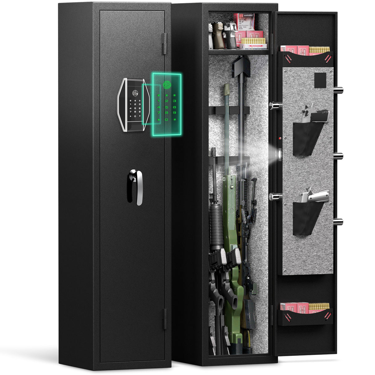 3-4 rifle and handgun safes, quick fingerprint with detachable rack and 2 adjustable gun slots - V.I.P Digital Presence