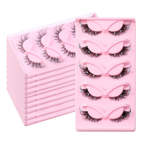 Clear Band Corner Foxy Winged Cat Eye 3D Strip Lashes Silk Party Full False Eyelash Vegan Faux Mink Eyelash With Diamond Pearl - V.I.P Digital Presence
