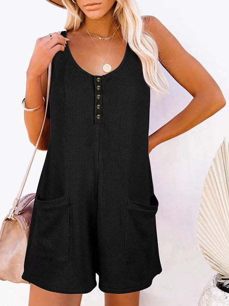 Pocketed Scoop Neck Sleeveless Romper - V.I.P Digital Presence