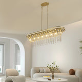 Modern Champagne Gold Kitchen Island Light - Oval Crystal ceiling chandelier - V.I.P Digital Presence