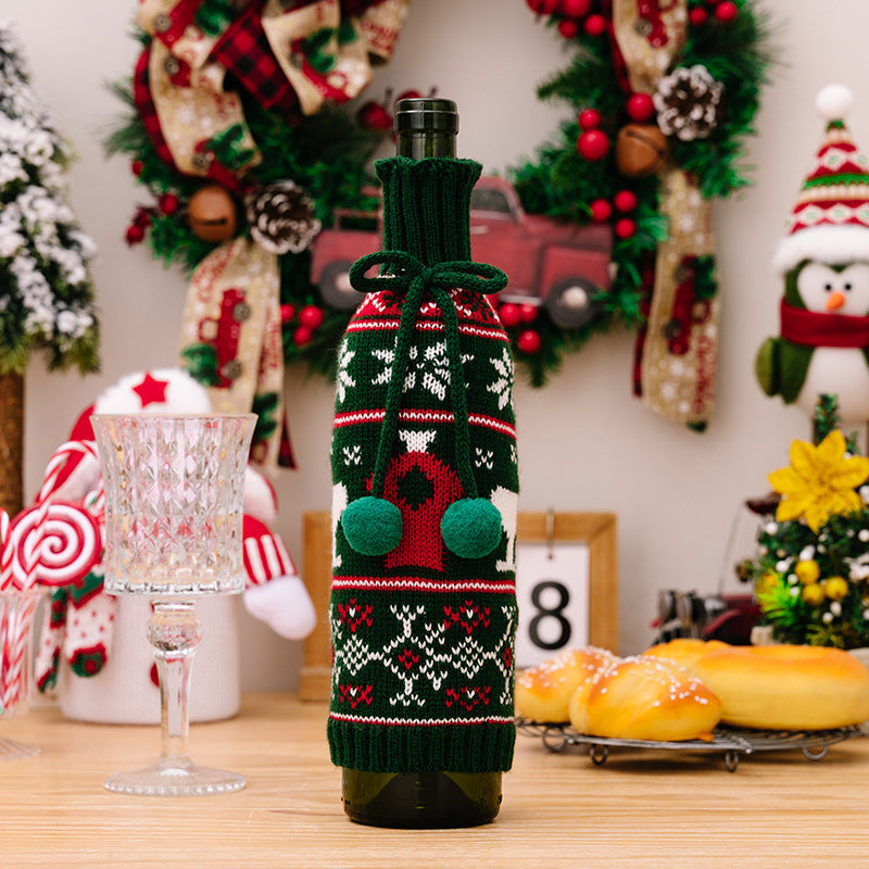 Christmas decoration items, knitted sweaters, wine bottle covers, bow ties, wool balls, red wine covers, bar decoration wine covers - V.I.P Digital Presence