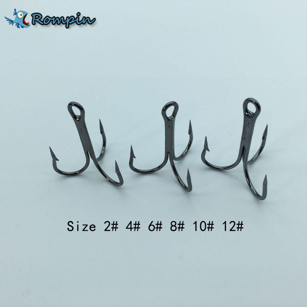 Rompin 20pc/lot 2/4/6/8/10# Fishing Hook High Carbon Steel Treble  Black - V.I.P Digital Presence