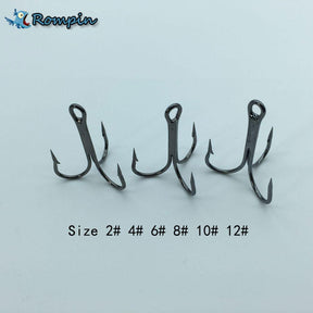 Rompin 20pc/lot 2/4/6/8/10# Fishing Hook High Carbon Steel Treble  Black - V.I.P Digital Presence